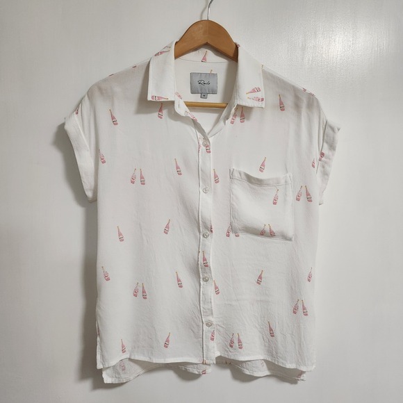 Rails Whitney Button Up Champagne Bottle Blouse In Rose - Picture 2 of 14